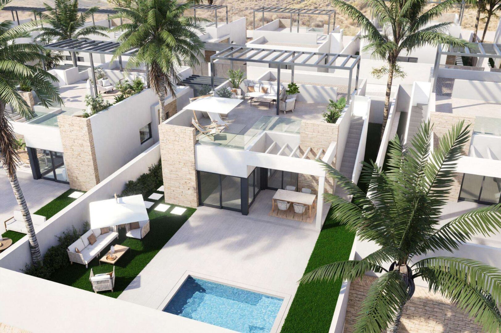 Haus Pool mit Garten und Dachterrasse